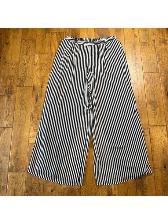 new directions Pants - New Directions Black White Stripe Wide Leg Lined Palazzo Pants Womens Sz Large